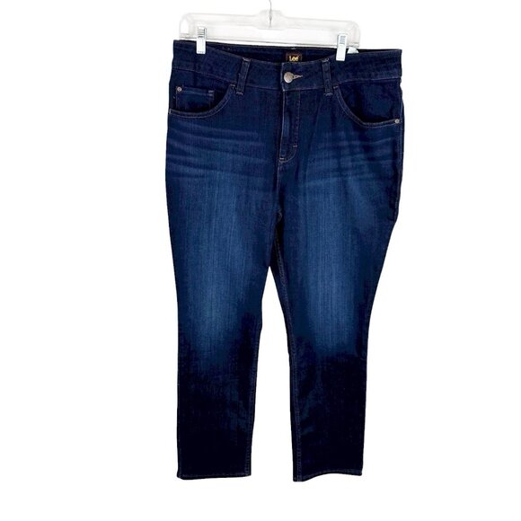 Lee Women's 16W Stretch Straight Mid Rise Jeans Blue NWT Inseam 29.25" - Picture 2 of 13